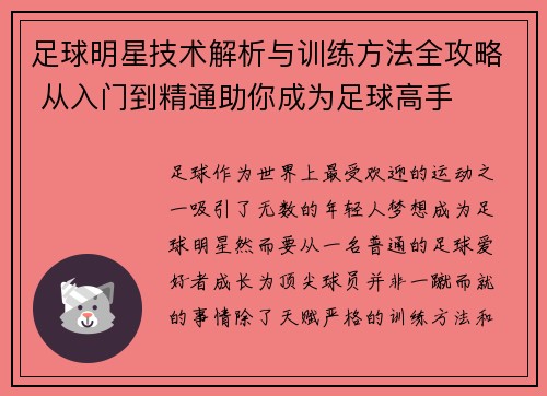 足球明星技术解析与训练方法全攻略 从入门到精通助你成为足球高手